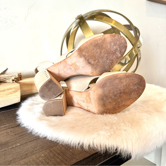 Sundance Catalog Tan/cream Block Heels Size 41 EU SIZE 10 US - Picture 6 of 7